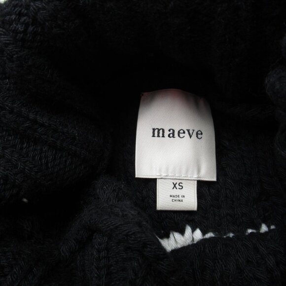 Anthropologie Maeve Mock-Neck Balloon-Sleeve Bow Jumper Sweater Black White XS - Picture 4 of 9